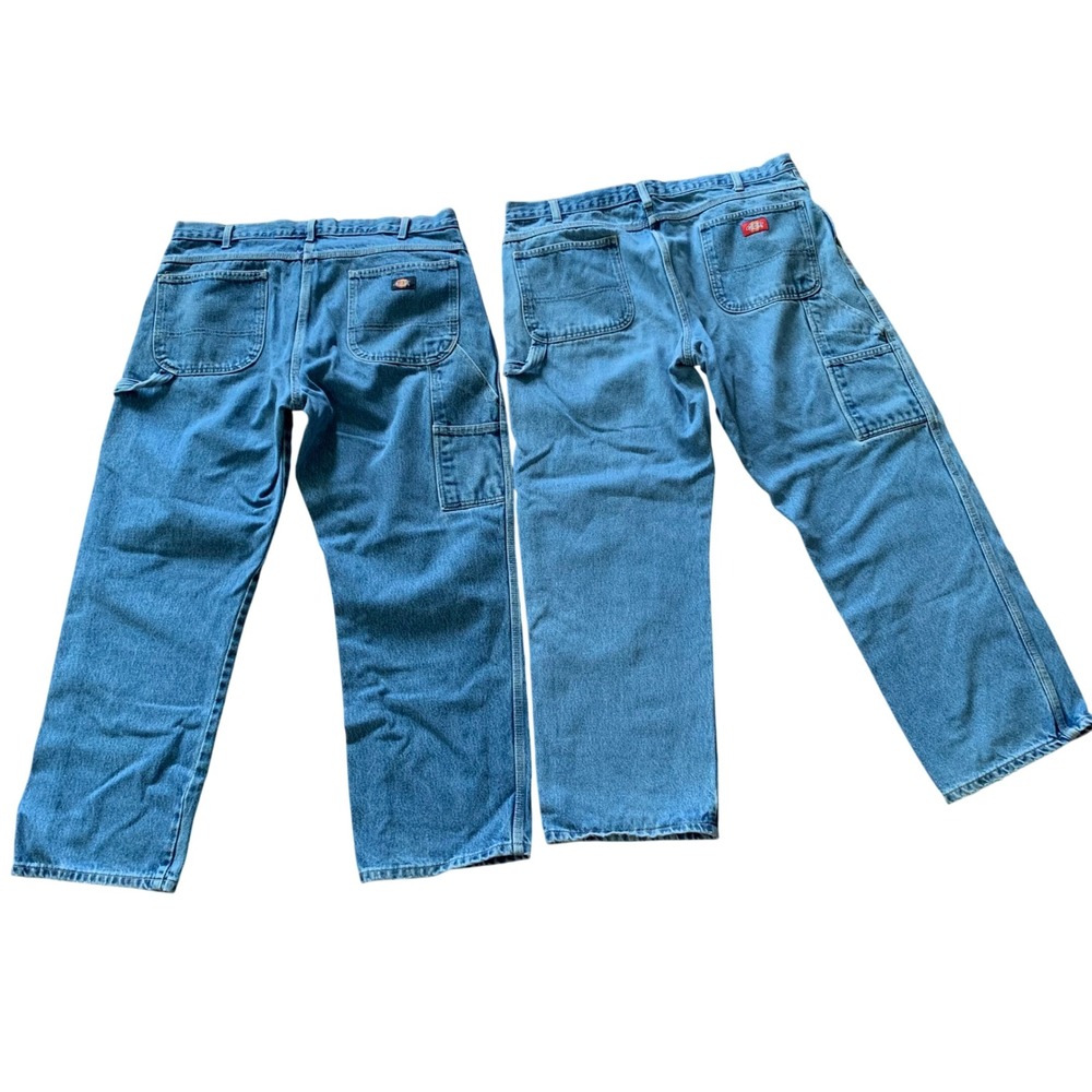 Dickies Carpenter Jeans Mens 38x30 Relaxed Fit Blue Denim Work Pants Lot 2